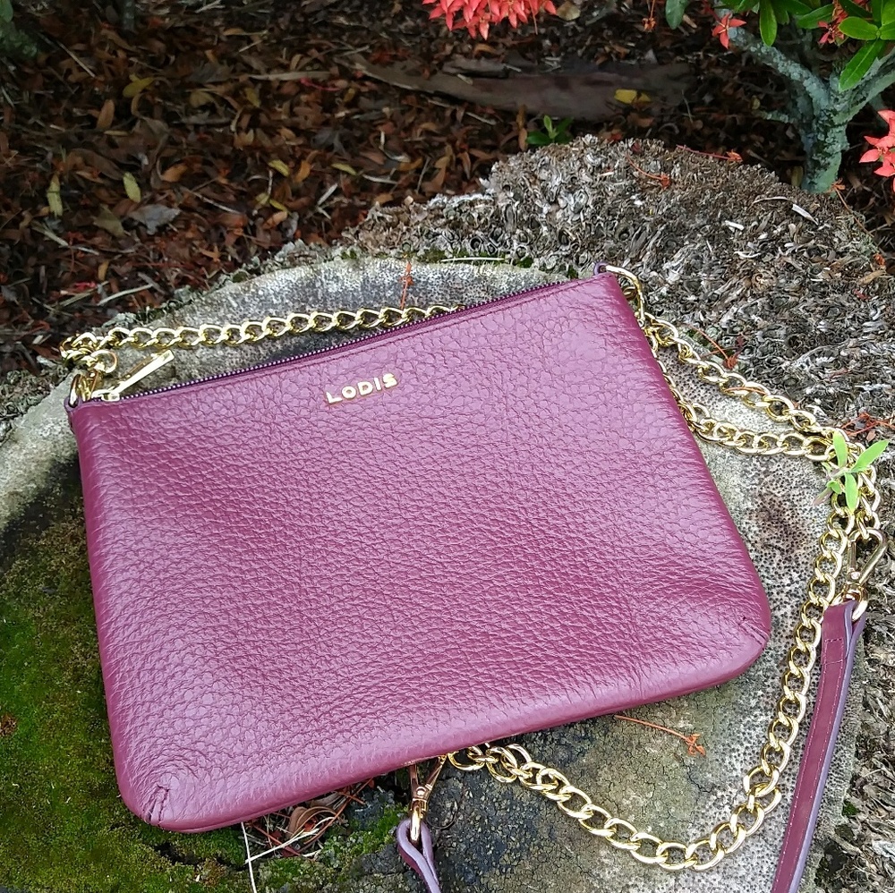 Italian Leather Purse Crossbody Handbag With Gold